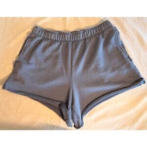 Aerie Women Light Blue Mineral Wash French Terry Pleated Shorts Size Medium
